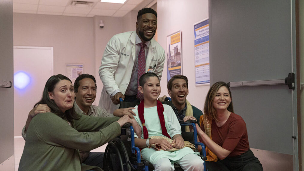 Jocko Sims as Dr. Floyd Reynolds, Conner Marx as Ben Meyer, Sandra Mae Frank as Dr. Elizabeth Wilder in New Amsterdam - Season 5