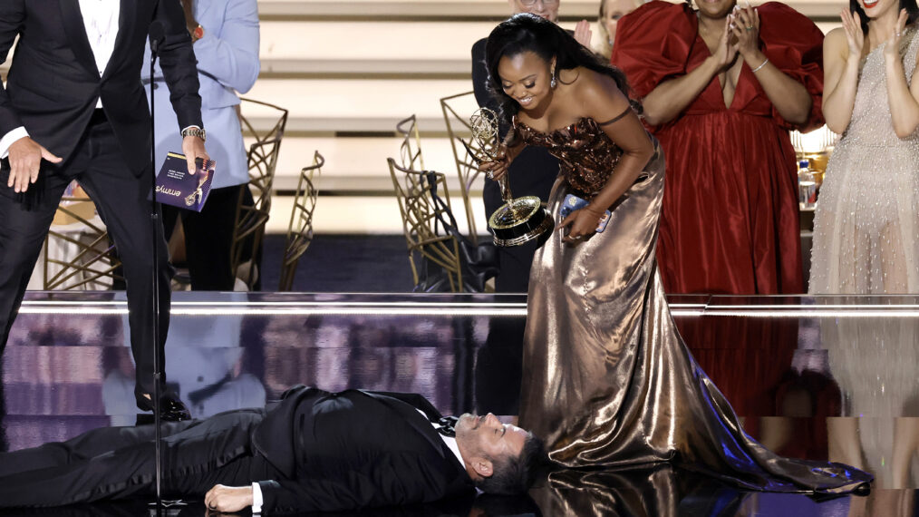Jimmy Kimmel and Quinta Brunson at Emmys