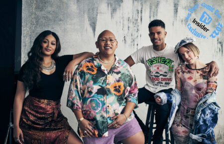 The cast of Reginald the Vampire at San Diego Comic-Con 2022 - Savannah Basley, Jacob Batalon, Mandela Van Peebles, Em Haine