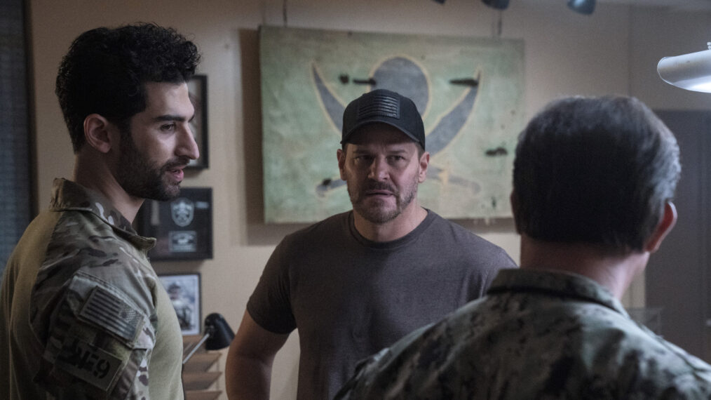 Jason together with Omar and their executive officer Blackburn in SEAL Team Season 6