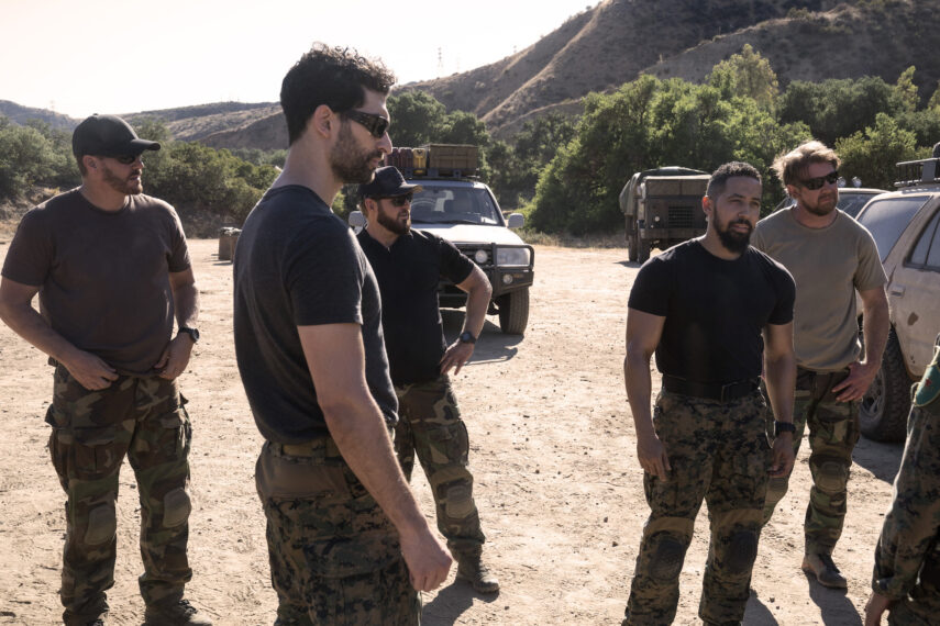 David Boreanaz as Jason Hayes, AJ Buckley as Sonny Quinn, Raffi Barsoumian as Omar Hamza, Neil Brown Jr. as Ray Perry, Tyler Grey as Trent in SEAL Team