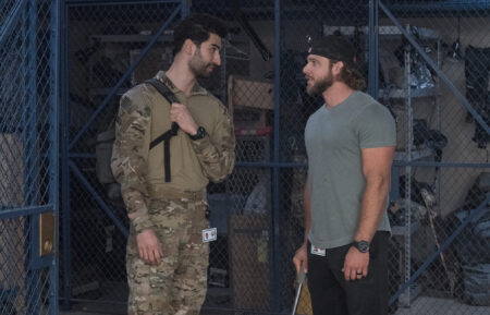 Raffi Barsoumian as Omar Hamza, Max Thieriot as Clay Spenser in SEAL Team