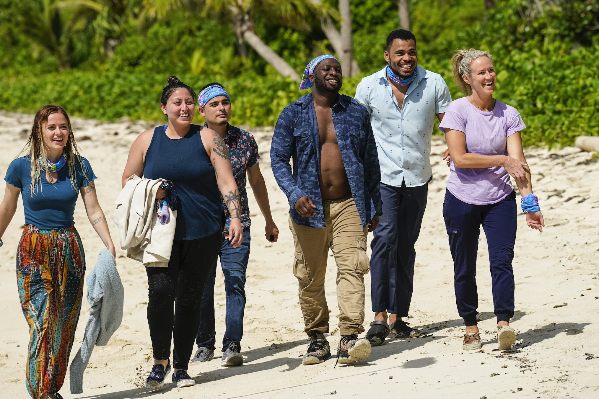 Coco Tribe: Cassidy Clark, Karla Cruz Godoy, Geo Bustamante, James Jones, Ryan Medrano and Lindsay Carmine in Survivor Season 43