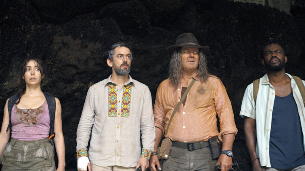 Luis Gerardo Mendez as Baltasar, Cristin Milioti as Emma, Nick Offerman as Murray, William Jackson Harper as Noah in The Resort Episode 8