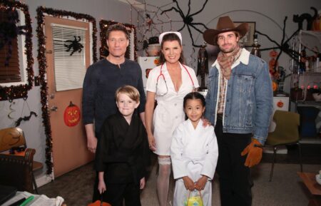 The Bold and the Beautiful Halloween Episode - Sean Kanan (Deacon Sharpe) and Kimberlin Brown (Sheila Carter), recurring performer Hollis W. Chambers (Paul the Il Giardino Bartender), and Trick or Treaters
