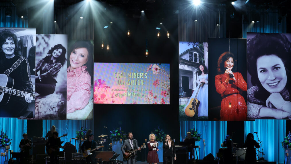 Jimi Westbrook, Kimberly Schlapman and Karen Fairchild of Little Big Town perform onstage for CMT Coal Miner's Daughter: A Celebration of the Life & Music of Loretta Lynn at Grand Ole Opry on October 30, 2022 in Nashville, Tennessee.