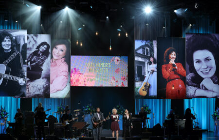 Jimi Westbrook, Kimberly Schlapman and Karen Fairchild of Little Big Town perform onstage for CMT Coal Miner's Daughter: A Celebration of the Life & Music of Loretta Lynn at Grand Ole Opry on October 30, 2022 in Nashville, Tennessee.