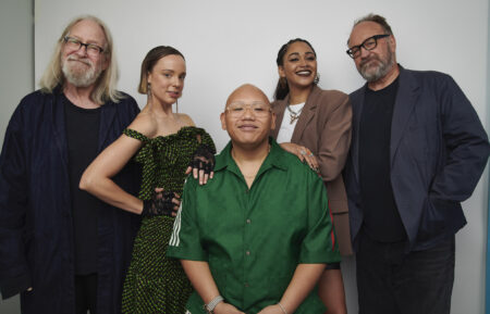 'Reginald the Vampire' cast at TV Insider's NYCC 2022 studio - Jeremiah S. Chechik, Em Haine, Jacob Batalon, Savannah Basley, and Harley Peyton