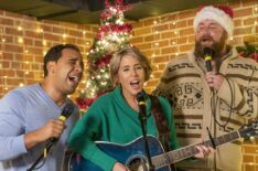 Victor Rasuk, Erin Napier, and Ben Napier in 'A Christmas Open House'