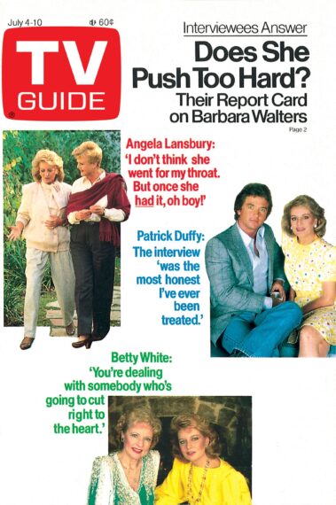 Barbara Walters with Angela Lansbury, Patrick Duffy and Betty White, TV GUIDE cover, July 4-10, 1987