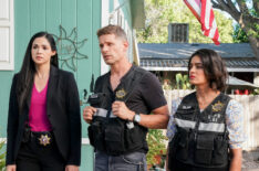 Matt Lauria, Ariana Guerra, and Mandeep Dhillon in CSI: Vegas - Season 2 Episode 3 - 'Story of a Gun'
