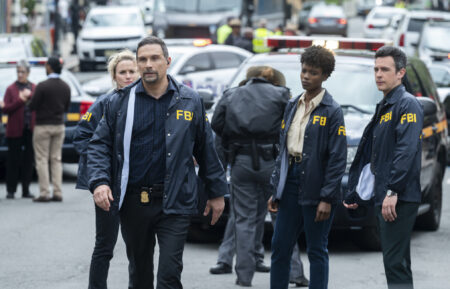 Jeremy Sisto as Assistant Special Agent in Charge Jubal Valentine, Katherine Renee Turner as Special Agent Tiffany Wallace, and John Boyd as Special Agent Stuart Scola in FBI