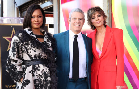 Garcelle Beauvais, Andy Cohen, and Lisa Rinna on the Hollywood Walk Of Fame