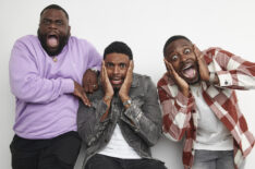 Marcus Harvey, Juwan Mass, and Dalen Spratt of 'Ghost Brothers: Lights Out' in TV Insider's NYCC 2022 portrait studio