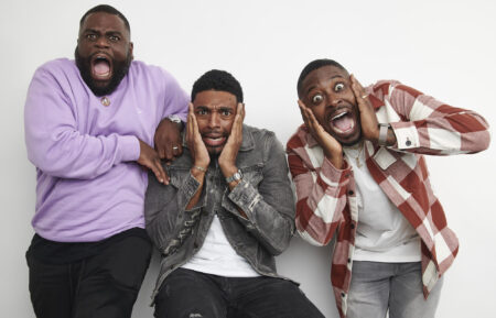 Marcus Harvey, Juwan Mass, and Dalen Spratt of 'Ghost Brothers: Lights Out' in TV Insider's NYCC 2022 portrait studio