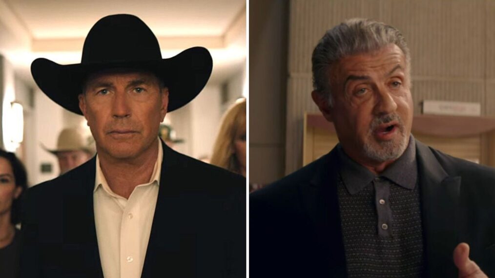 Kevin Costner in Yellowstone Season 5 (L) and Sylvester Stallone in Tulsa King Season 1 (R)