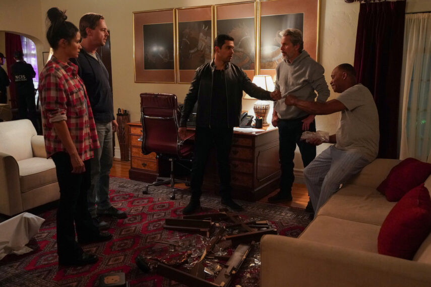 Katrina Law, Sean Murray, Wilmer Valderrama, Gary Cole, and Rocky Carroll in 'NCIS'