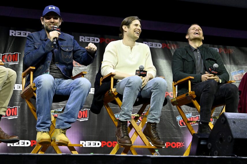 Duncan Lacroix, David Berry y Sam Heughan en la Comic Con de Nueva York para