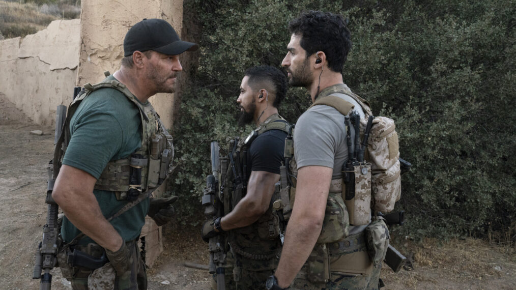 David Boreanaz, Neil Brown Jr., and Raffi Barsoumian in 'SEAL Team'