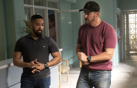 Neil Brown Jr. and David Boreanaz in 'SEAL Team'