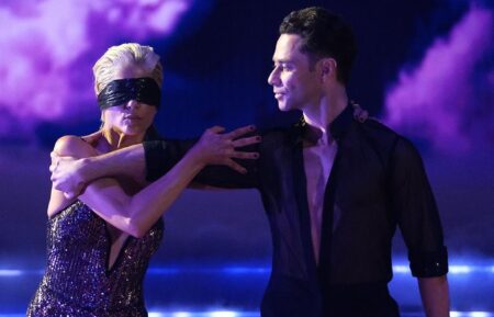 Selma Blair and Sasha Farber dancing during Bond Night on Dancing With the Stars