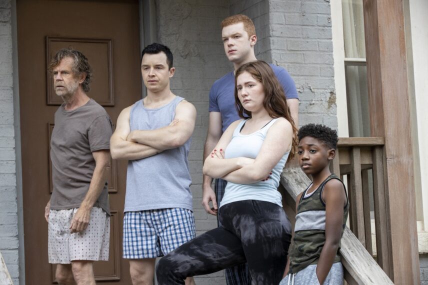 William H. Macy, Noel Fisher, Cameron Monaghan, Emma Kenney und Christian Isaiah in „Shameless“