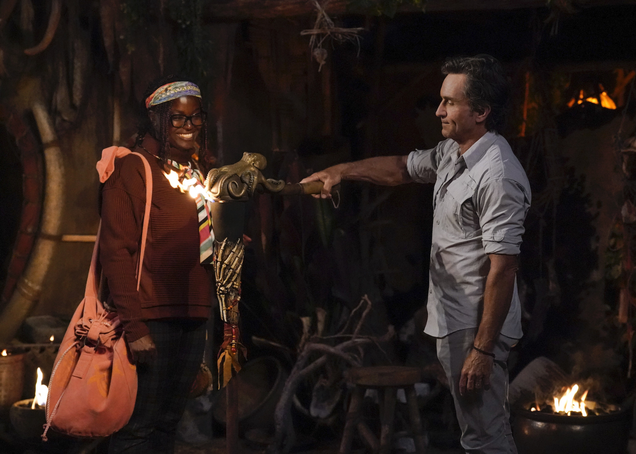 Nneka and Jeff Probst in 'Survivor' Season 43 Episode 3