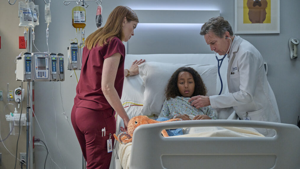 Kaley Ronayne, Mila Davis-Kent, and Andrew McCarthy in 'The Resident'