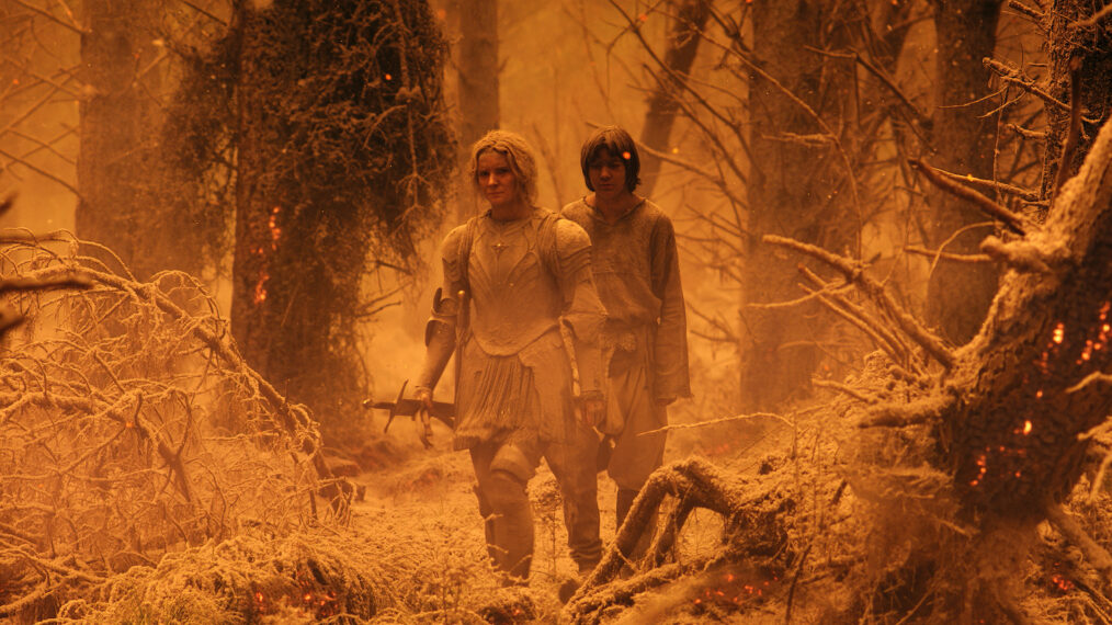 Morfydd Clark & Tyroe Muhafidin in 'The Lord of the Rings: The Rings of Power'