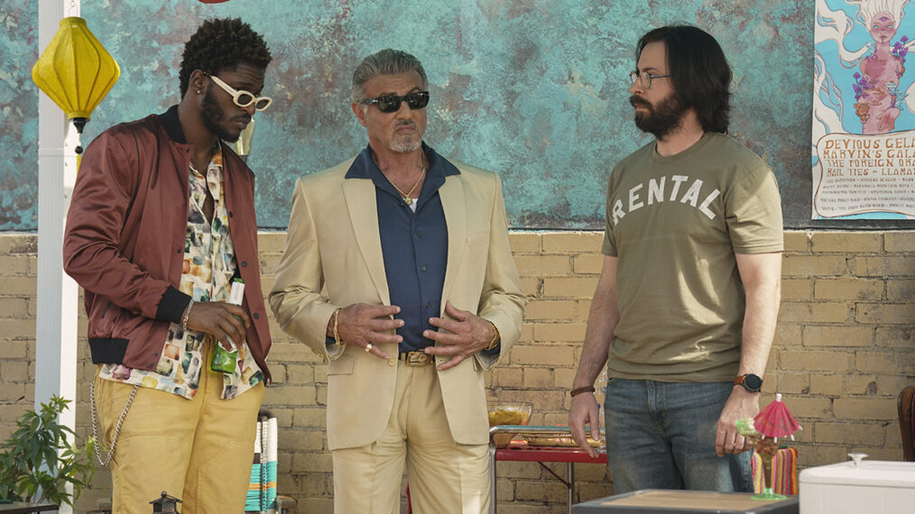 Tulsa King - Jay Will as Tyson, Sylvester Stallone as Dwight Manfredi, and Martin Starr as Bodhi