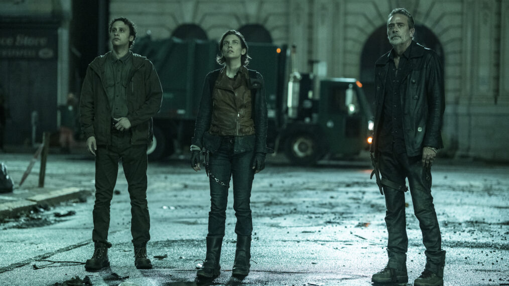 Trey Santiago-Hudson, Lauren Cohan, and Jeffrey Dean Morgan in 'The Walking Dead: Dead City'