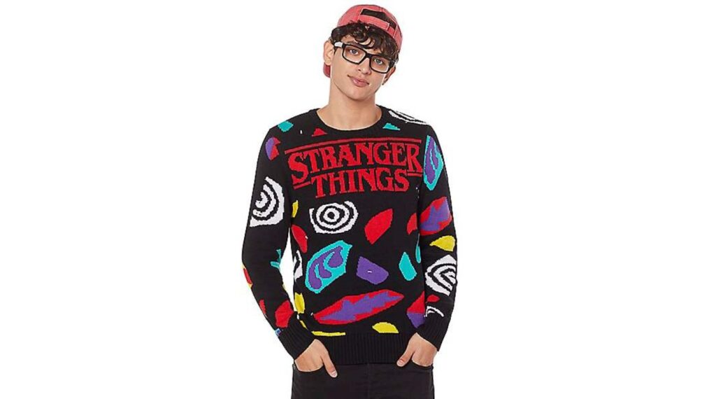 Rockin Around the Upside Down Xmas Lights Tree Christmas Mistletoe Ugly  Sweater Stranger Eleven Holidays Men's Long Sleeve Shirt OSF-0068 -   Canada