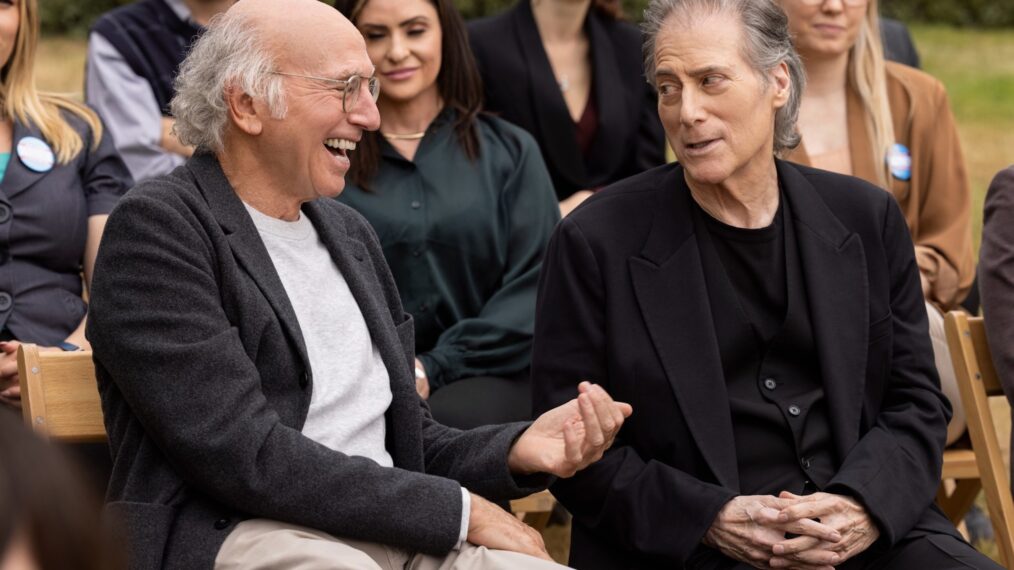 CURB YOUR ENTHUSIASM, from left: Larry David, Richard Lewis, 'Irma Kostroski', (Season 11, ep. 1107, aired Dec. 5, 2021).