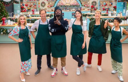 The Great American Baking Show Celebrity Holiday Special Celebrity Contestants Chloe Fineman, Nat Faxon, Marshawn Lynch, D'Arcy Carden, Joel Kim Booster, and Liza Koshy