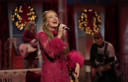 Carly Pearce performs 'Man with the Bag' at the 2022 'CMA Country Christmas' special filmed at The Steel Mill in Nashville, Tennessee