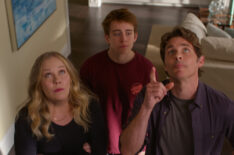 Christina Applegate, Sam McCarthy, and James Marsden in 'Dead to Me' Season 3