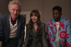 Bruno Gouery as Luc, Lily Collins as Emily, Samuel Arnold as Julien in 'Emily in Paris'