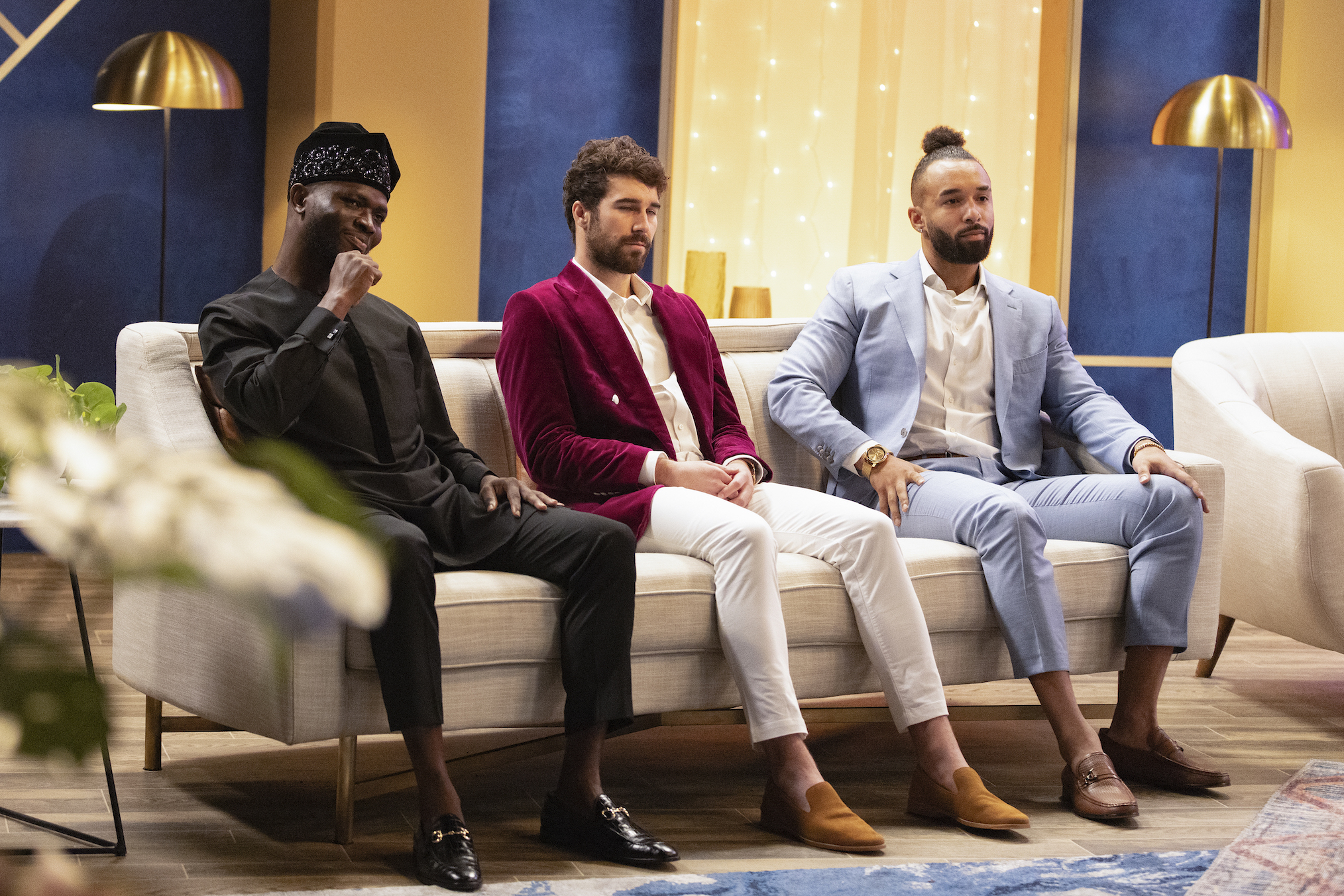 SK Alagbada, Cole Barnett y Bartise Bowden en la reunión de la temporada 3 de 'Love Is Blind'