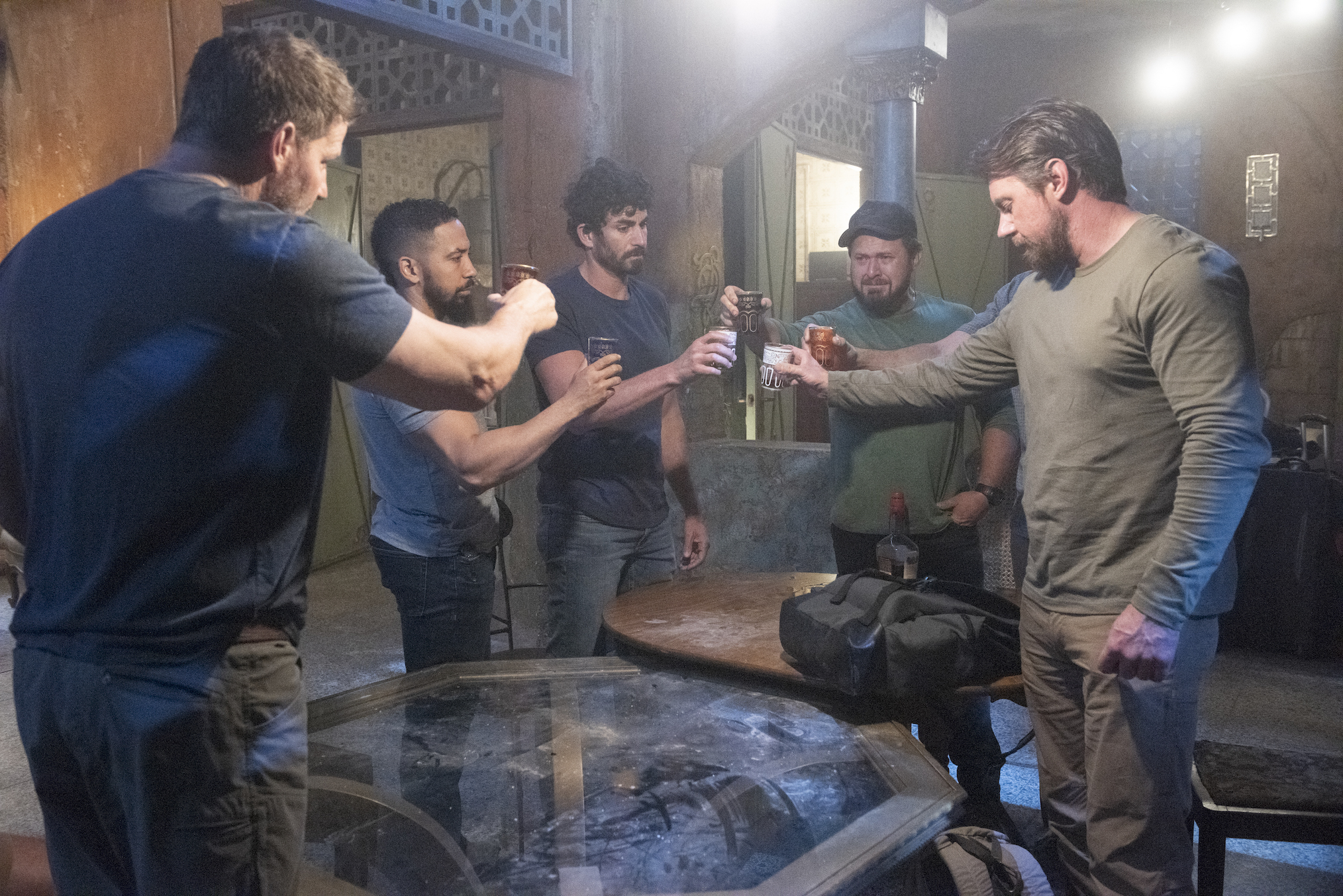 David Boreanaz, Neil Brown Jr., Justin Melnick, A.J. Buckley, and Tyler Grey in 'SEAL Team'