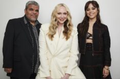 Luis Guzman, Gwendoline Christie, and Jenna Ortega promote 'Wednesday' at NYCC 2022