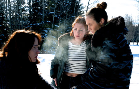 Melanie Scrofano, Katherine Barrell, and Dominique Provost-Chalkley in 'Wynonna Earp'
