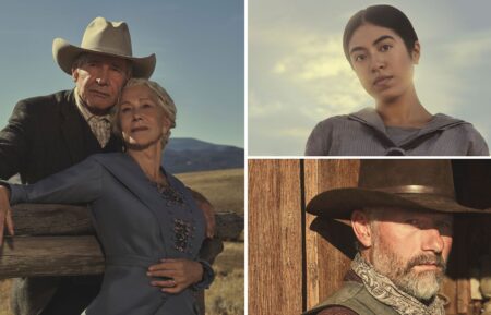 Harrison Ford and Helen Mirren (left), Aminah Nieves (top right), and James Badge Dale (bottom right) in '1923'