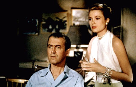 James Stewart and Grace Kelly in Rear Window from 1954
