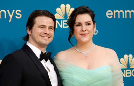 Jason Ritter and Melanie Lynskey on the red carpet.