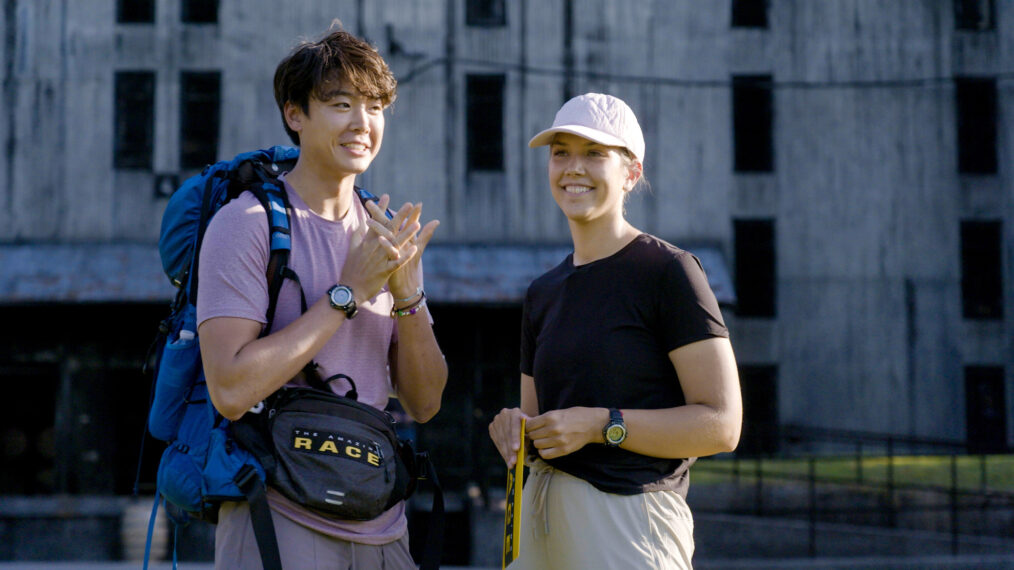 Derek Xiao and Claire Rehfuss in 'The Amazing Race' Season 34 finale