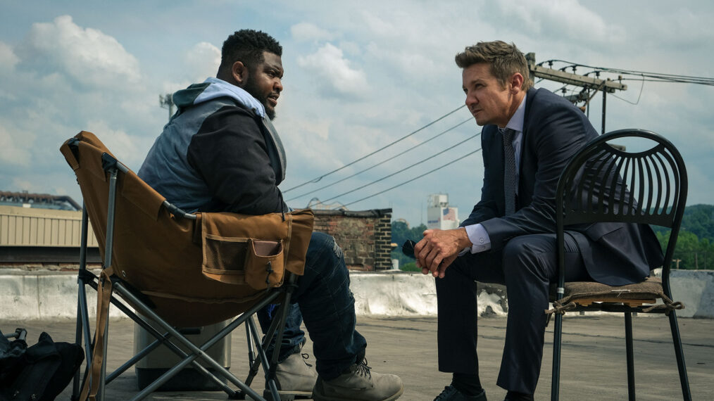 Tobi Bamtefa and Jeremy Renner in 'Mayor of Kingston'