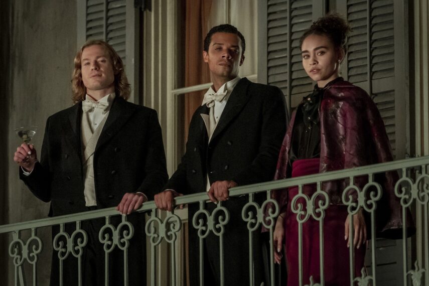 Sam Reid, Jacob Anderson, and Bailey Bass in 'Anne Rice's Interview with the Vampire'