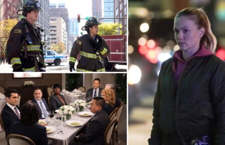 Miranda Rae Mayo on 'Chicago Fire,' Sasha Roiz on 'Chicago Med,' and Tracy Spiridakos on 'Chicagp P.D.'