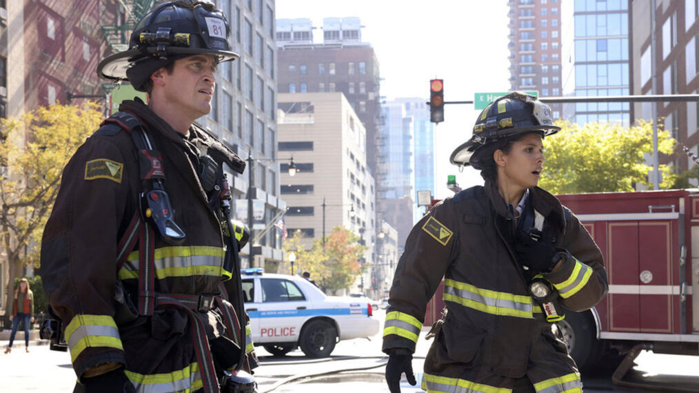 Jake Kockett and Miranda Rae Mayo in 'Chicago Fire'