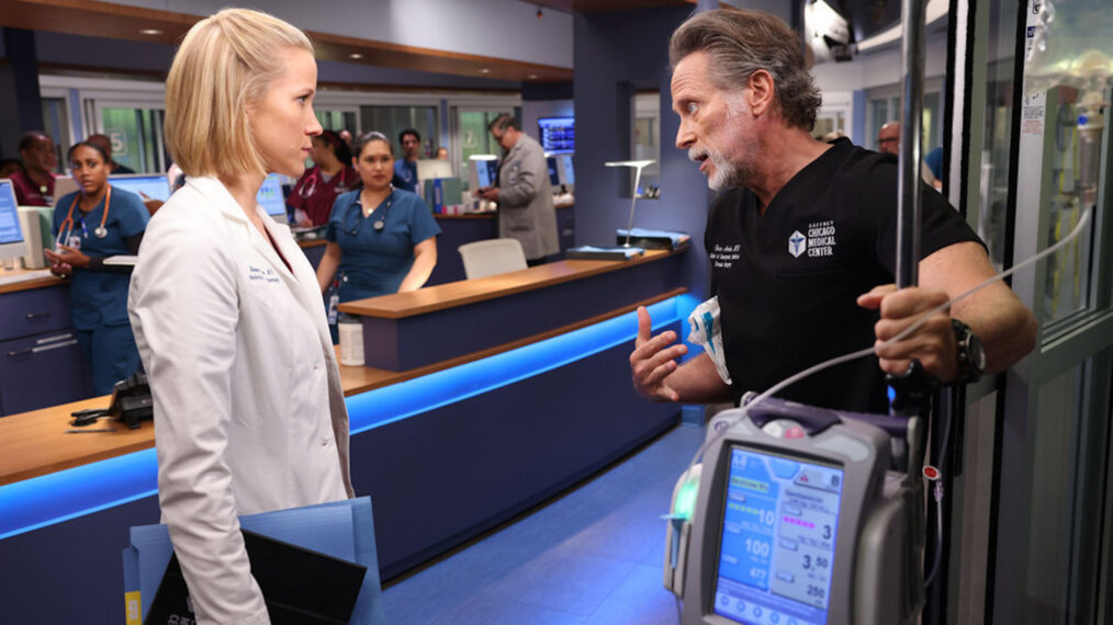 Jessy Schram and Steven Weber in 'Chicago Med'